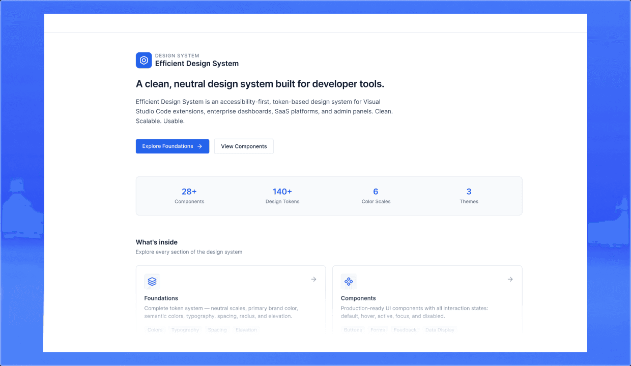 Efficient design system interface